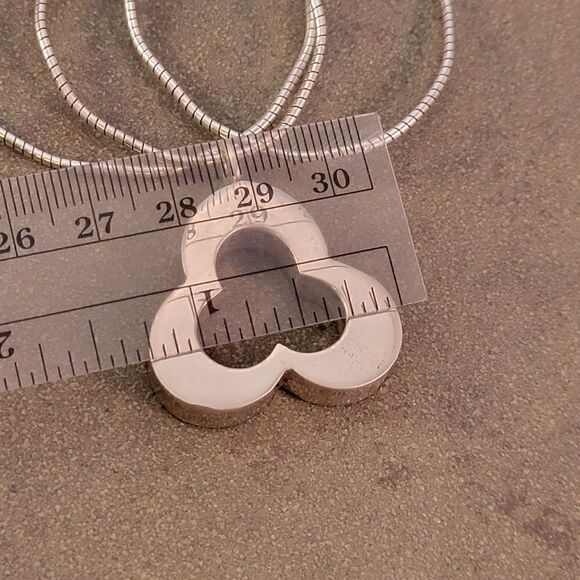 Sterling Modernist 3D Trefoil Pendant with Omega Chain - Picture 9 of 10